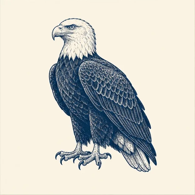 Vintage field-guide illustration of an eagle