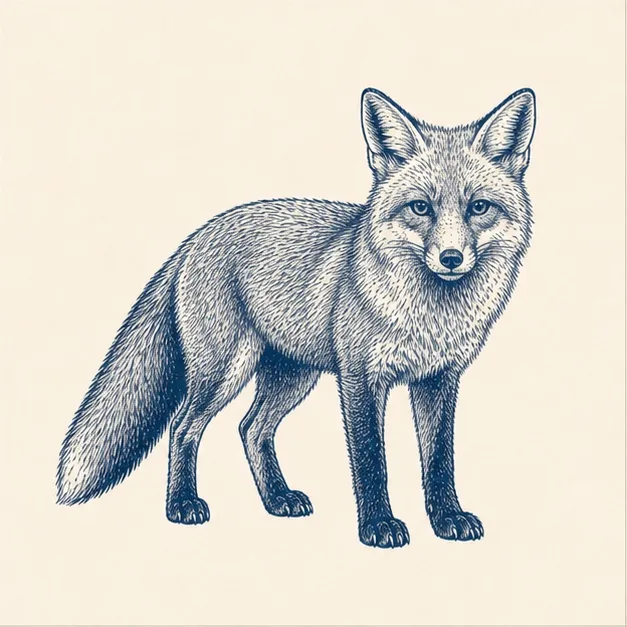 Vintage field-guide illustration of a fox